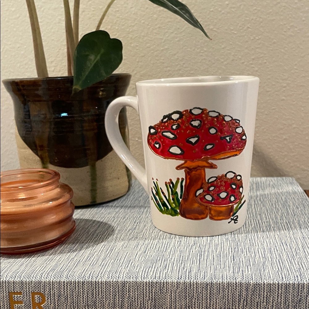 Unique Hand-Painted Mushroom Mug – Amanita Muscaria (Fly Agaric) – Cottagecore
